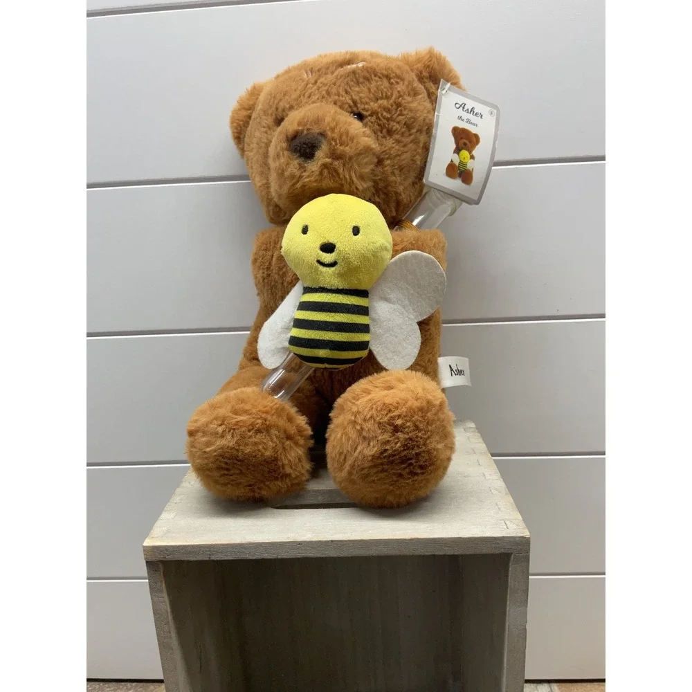 Asher the Bear Brown Teddy Bear Plush with Bumblebee Friend NWT 10 inch